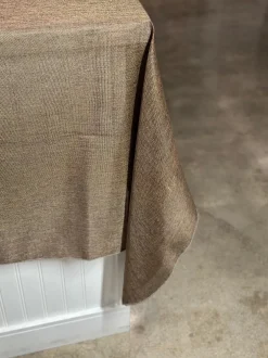 Imitation Burlap Table Linen in Coffee