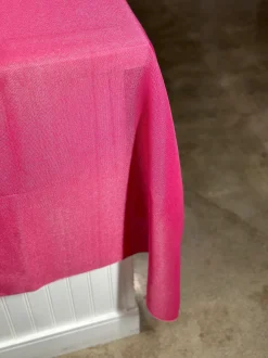 Imitation Burlap Table Linen in Hot Pink