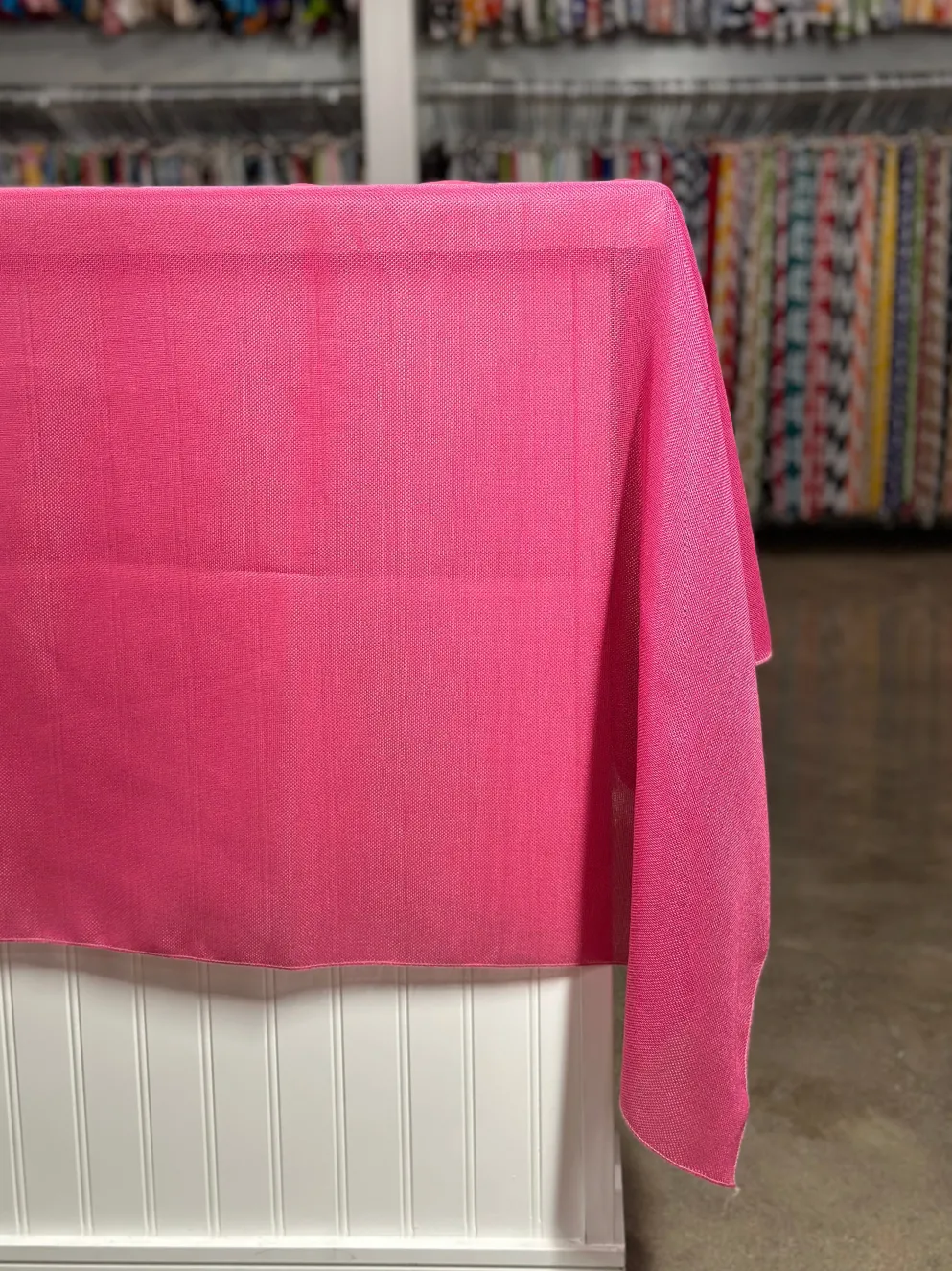 Imitation Burlap Table Linen in Hot Pink