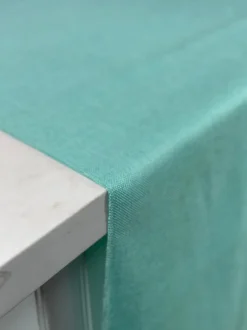 Imitation Burlap Table Linen in Teal Green
