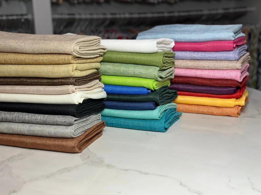 Imitation Burlap Table Linen in Teal Green