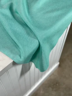 Imitation Burlap Table Linen in Teal Green