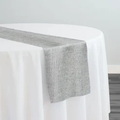Imitation Burlap Table Runner in Silver