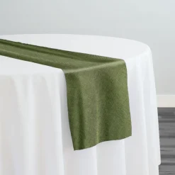 Imitation Burlap Table Runner in Willow Green