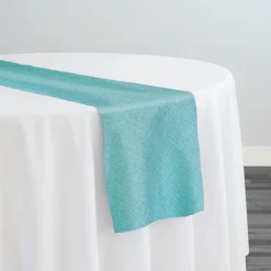 Imitation Burlap Table Runner in Teal Green