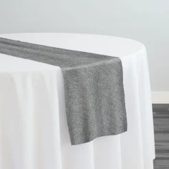 Imitation Burlap Table Runner in Charcoal