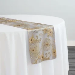 Jasmine Lace Table Runner in Champagne