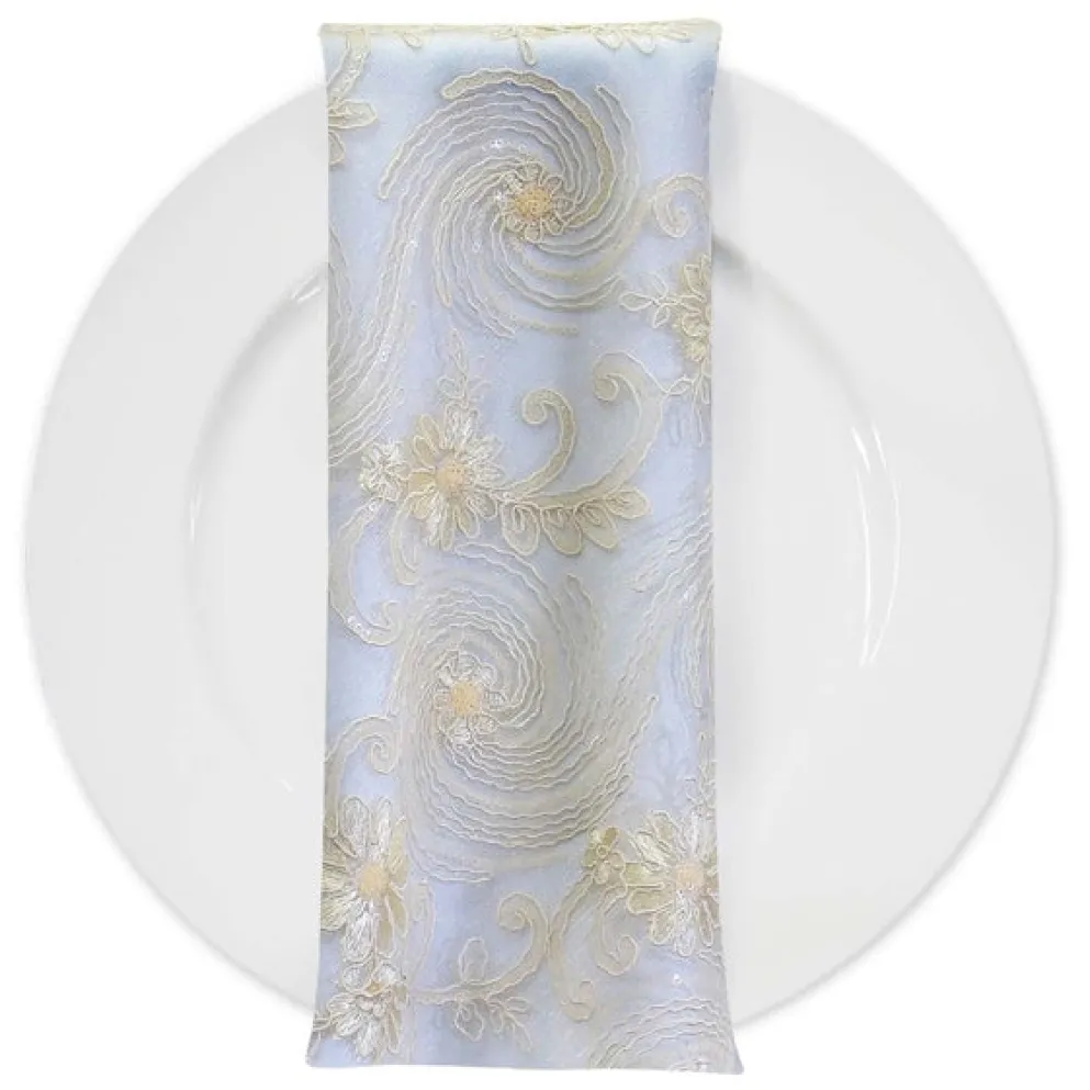 Jasmine Lace (w/ Poly Lining) Table Napkin in Ivory