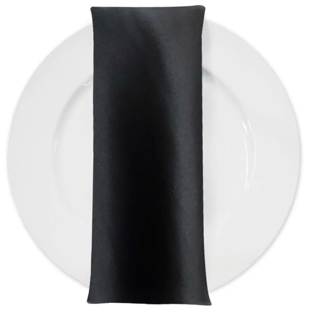 Lamour (Dull) Satin Table Napkin in Black 1115