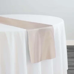 Lamour (Dull) Satin Table Runner in LT Champagne 1441