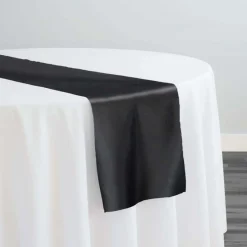 Lamour (Dull) Satin Table Runner in Black 1115
