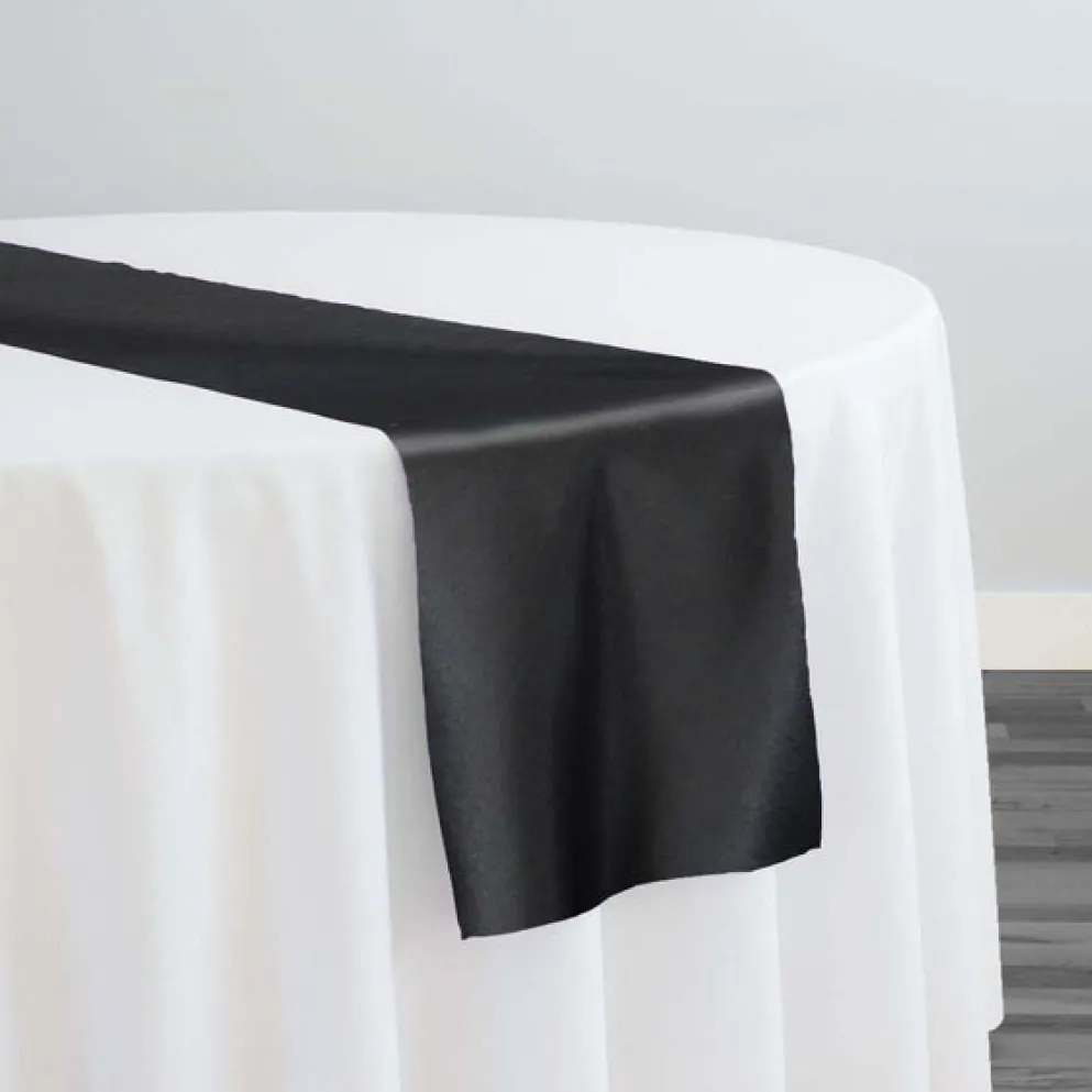 Lamour (Dull) Satin Table Runner in Black 1115
