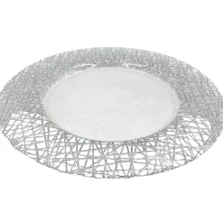 Lattice - Glass Charger Plate in Silver (Item # 0386)