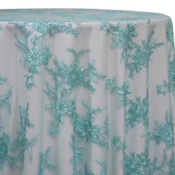 Laylani Lace Table Linen in Teal Green