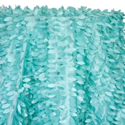 Leaf Hanging Taffeta Table Linen in Teal Green