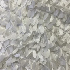 Leaf Hanging Taffeta Table Linen in White