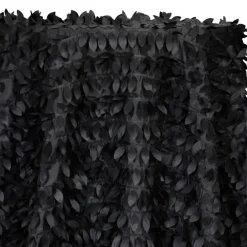 Leaf Hanging Taffeta Table Linen in Black