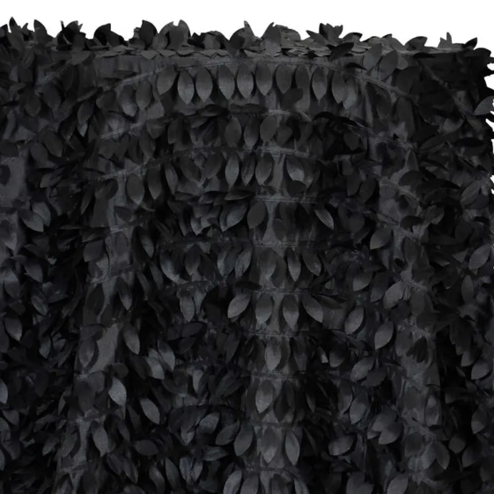 Leaf Hanging Taffeta Table Linen in Black