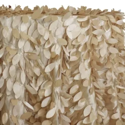 Leaf Hanging Taffeta Table Linen in Taupe and Gold
