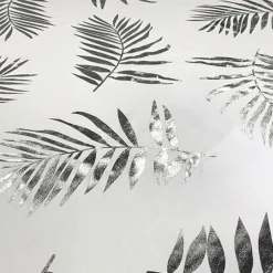 Leaf (Metallic Print) Table Runner in White and Silver