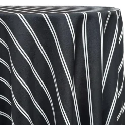 Lexington Stripe (Slub Print) Table Linen in Black