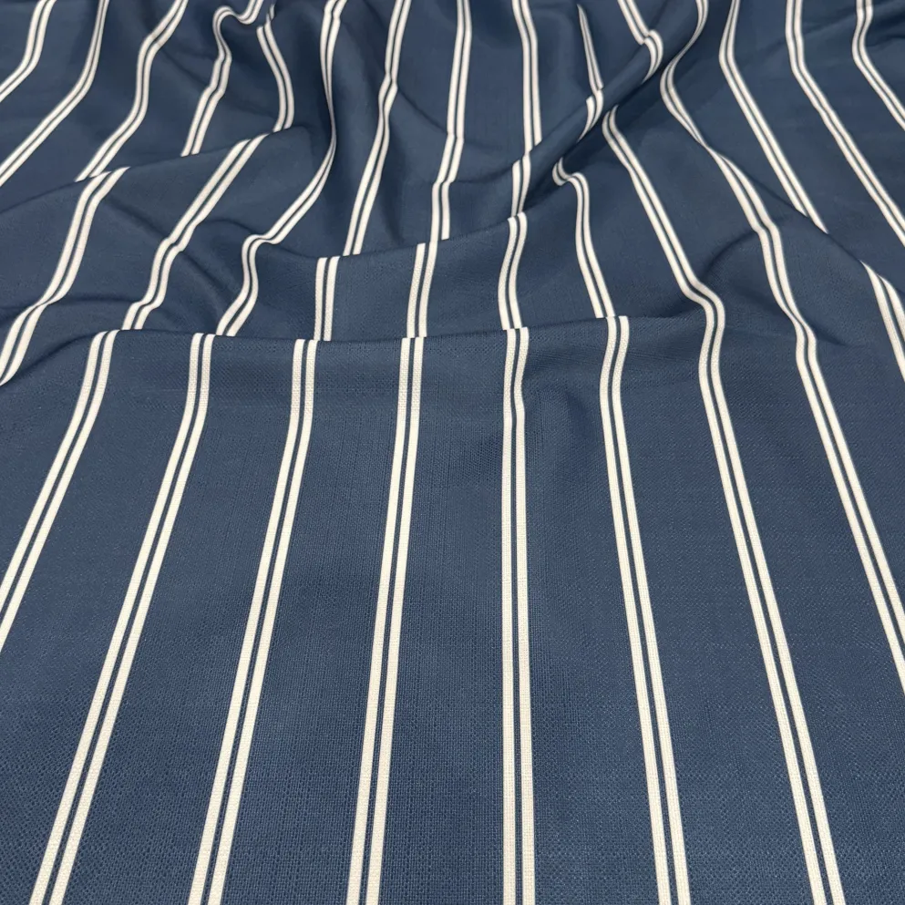 Lexington Stripe (Slub Print) Table Linen in Navy