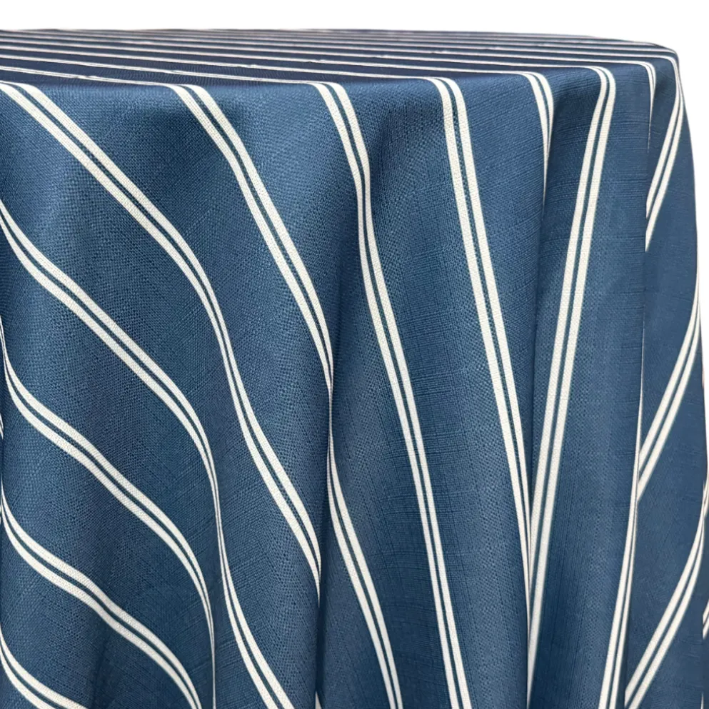 Lexington Stripe (Slub Print) Table Linen in Navy