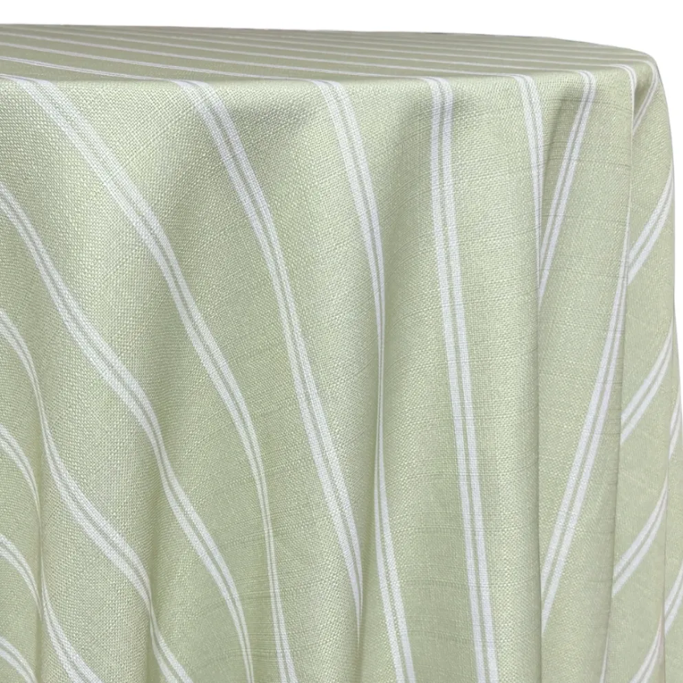 Lexington Stripe (Slub Print) Table Linen in Sage