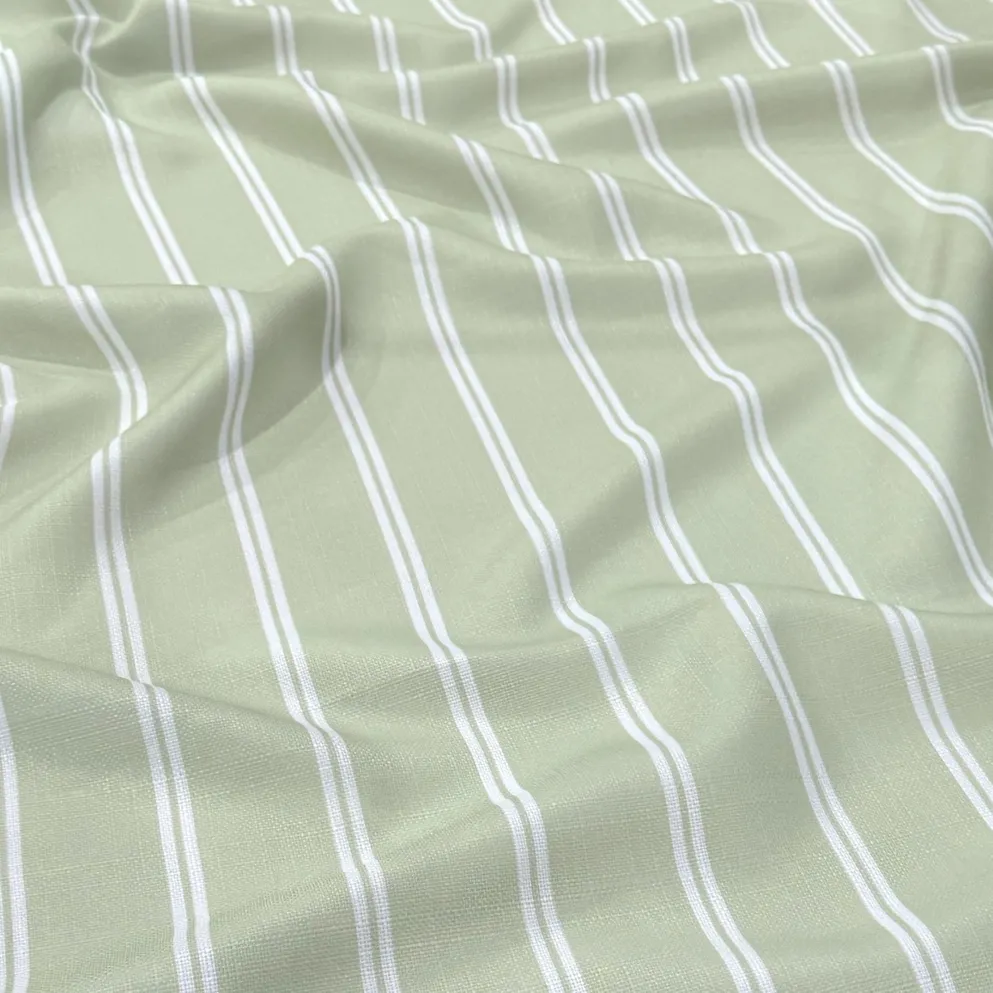 Lexington Stripe (Slub Print) Table Linen in Sage