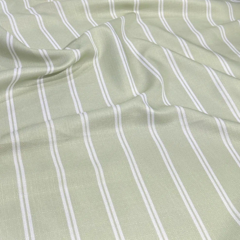 Lexington Stripe (Slub Print) Table Linen in Sage