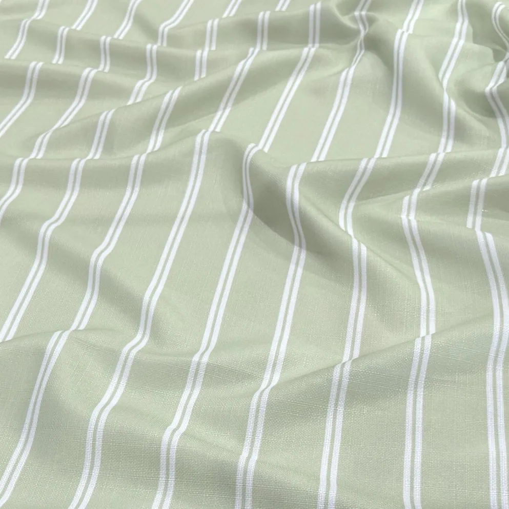 Lexington Stripe (Slub Print) Table Linen in Sage
