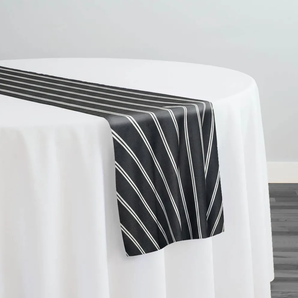 Lexington Stripe (Slub Print) Table Runner in Black