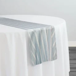 Lexington Stripe (Slub Print) Table Runner in Lt Blue