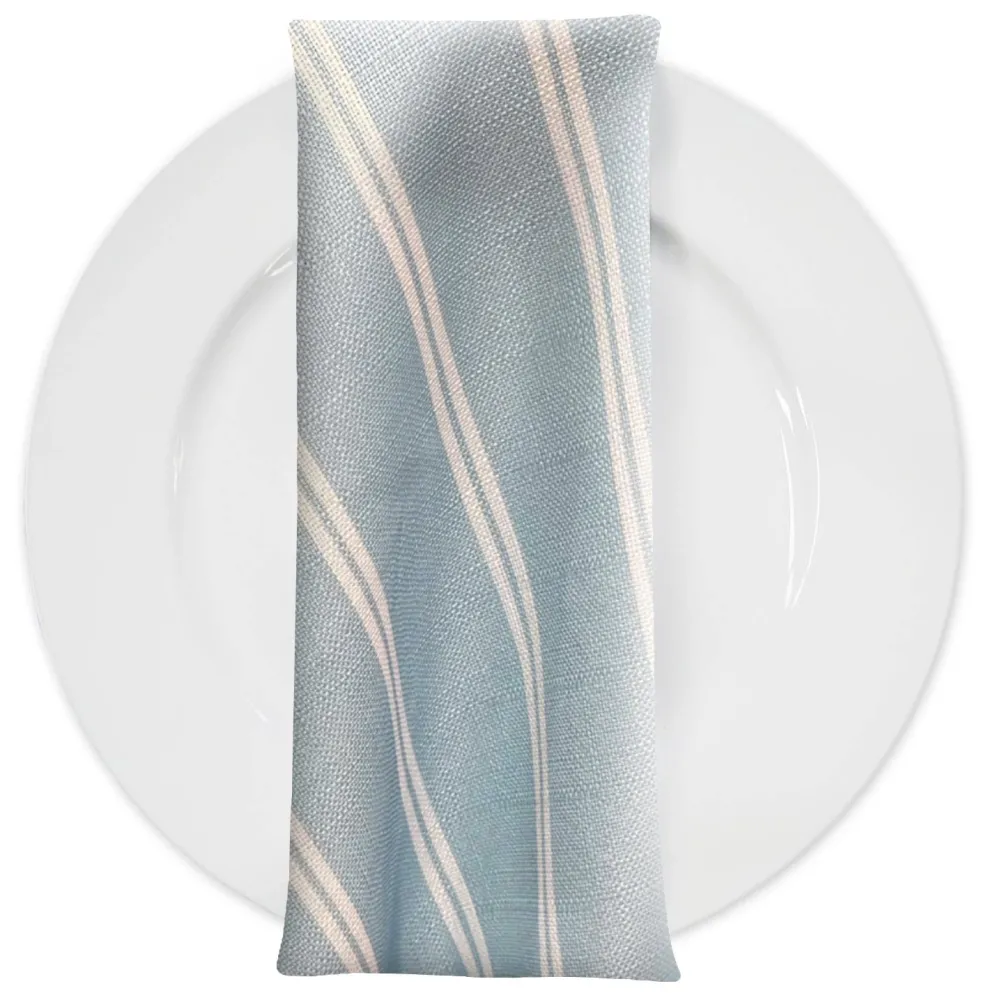 Lexington Stripe (Slub Print) Table Napkin in Lt Blue