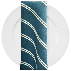 Lexington Stripe (Slub Print) Table Napkin in Slate Blue