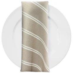 Lexington Stripe (Slub Print) Table Napkin in Taupe