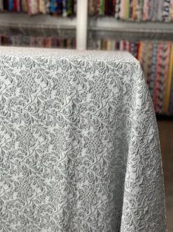 Lucia Jacquard Table Linen in Silver