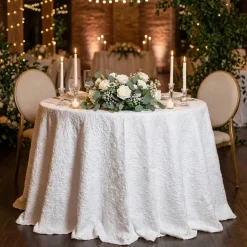 Lucia Jacquard Table Linen in White