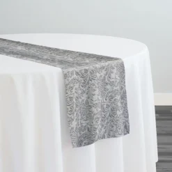 Lucia Jacquard Table Runner in Silver
