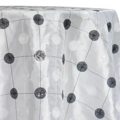 Luna Sequins Taffeta Table Linen in Black on White