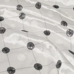 Luna Sequins Taffeta Table Linen in Black on White