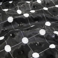 Luna Sequins Taffeta Table Linen in White on Black