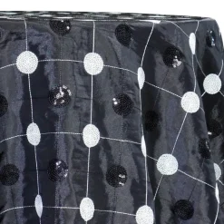 Luna Sequins Taffeta Table Linen in White on Black
