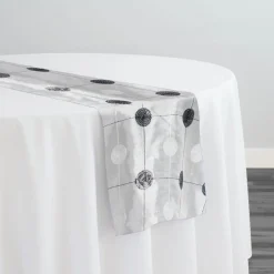 Luna Sequins Taffeta Table Runner in Black and White