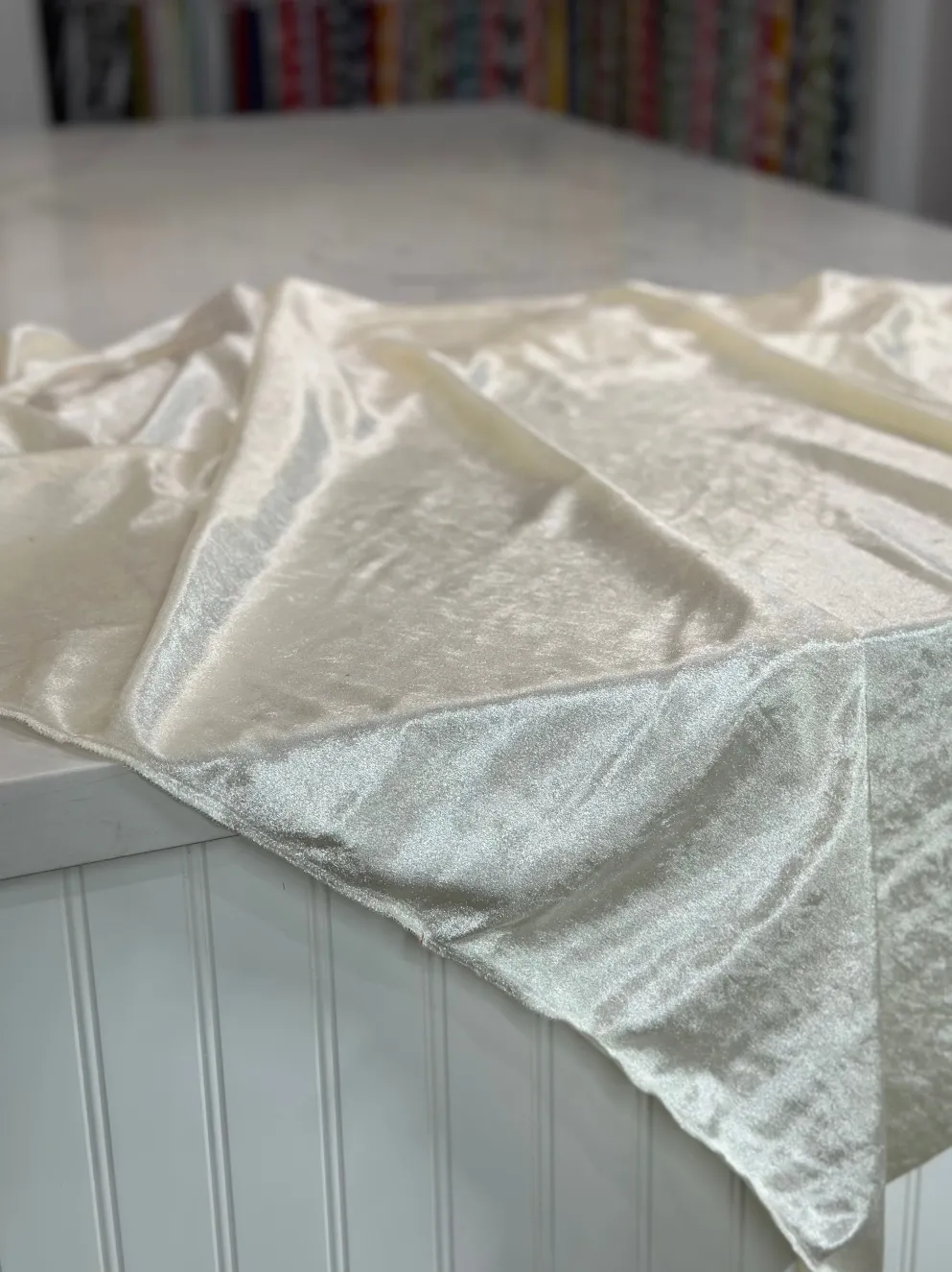 Lush Velvet Table Linen in Ivory