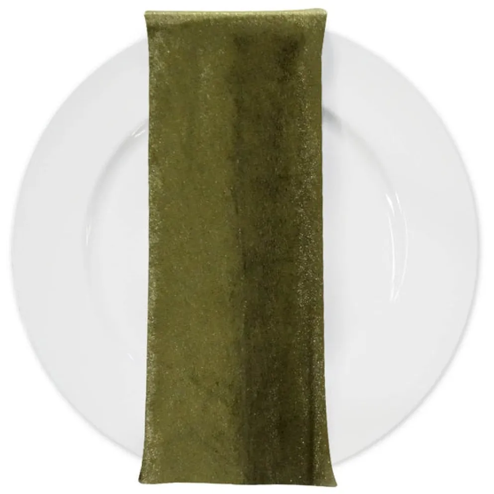 Lush Velvet Table Napkin in Olive
