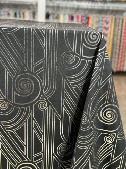 Luxor (Metallic Print) Table Linen in Black and Silver