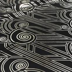 Luxor (Metallic Print) Table Linen in Black and Silver