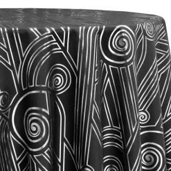 Luxor (Metallic Print) Table Linen in Black and Silver