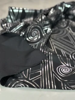 Luxor (Metallic Print) Table Linen in Black and Silver